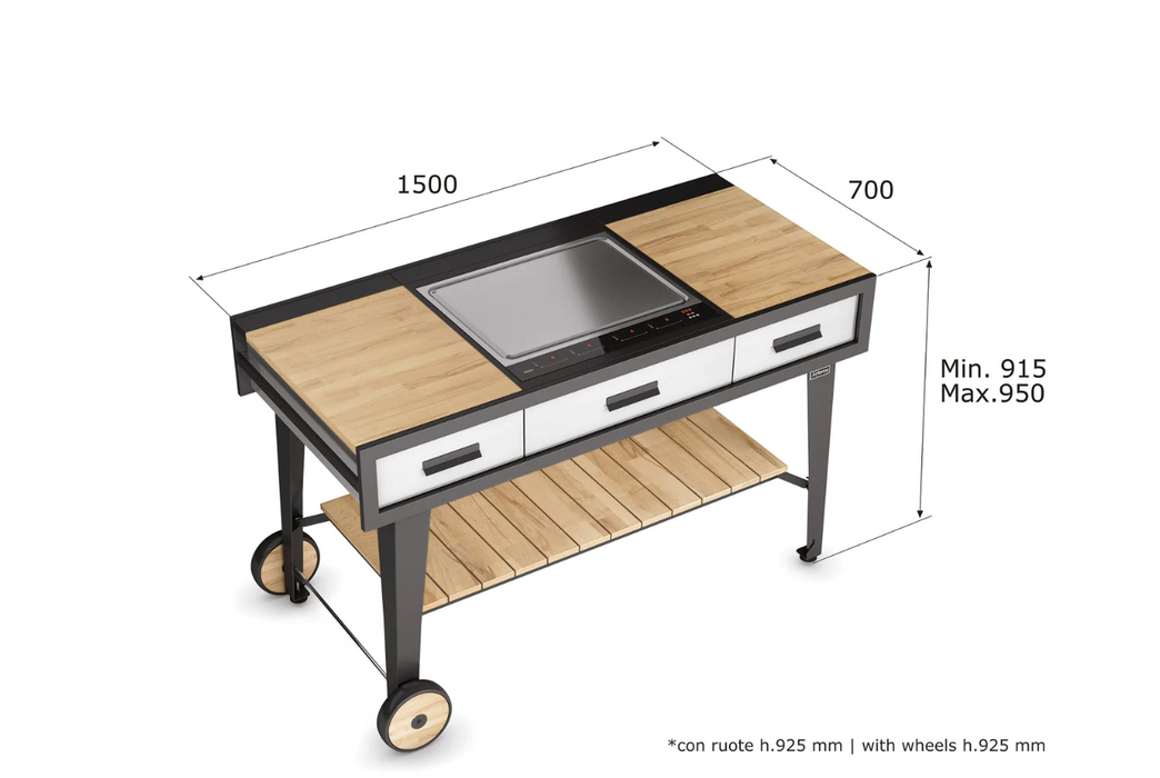 Airforce E-Cook 150cm BBQ Luxury Outdoor Cooking with a 58cm Teppanyaki Induction Hob