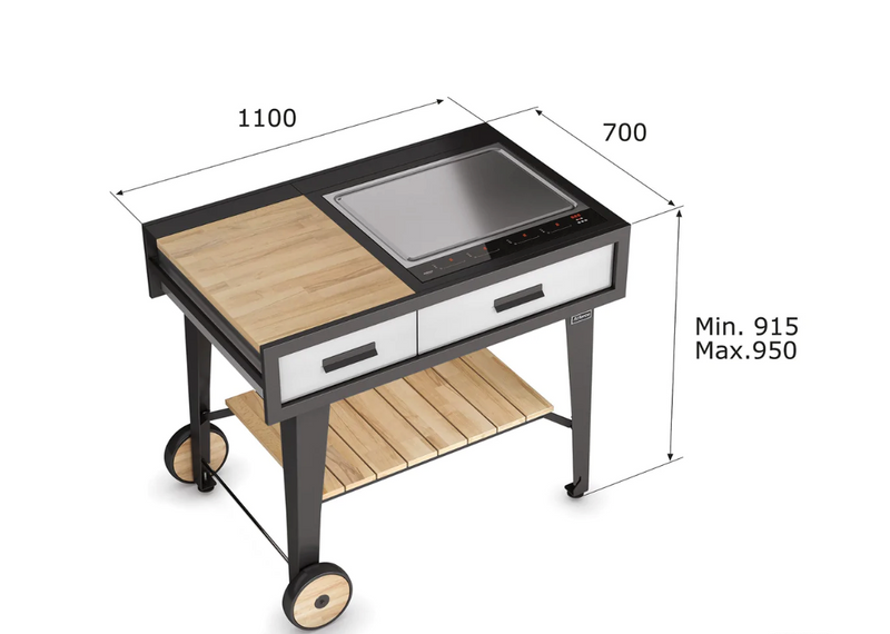 Airforce E-Cook BBQ Luxury Outdoor Cooking With a 58cm Teppanyaki Induction Hob 1.1M