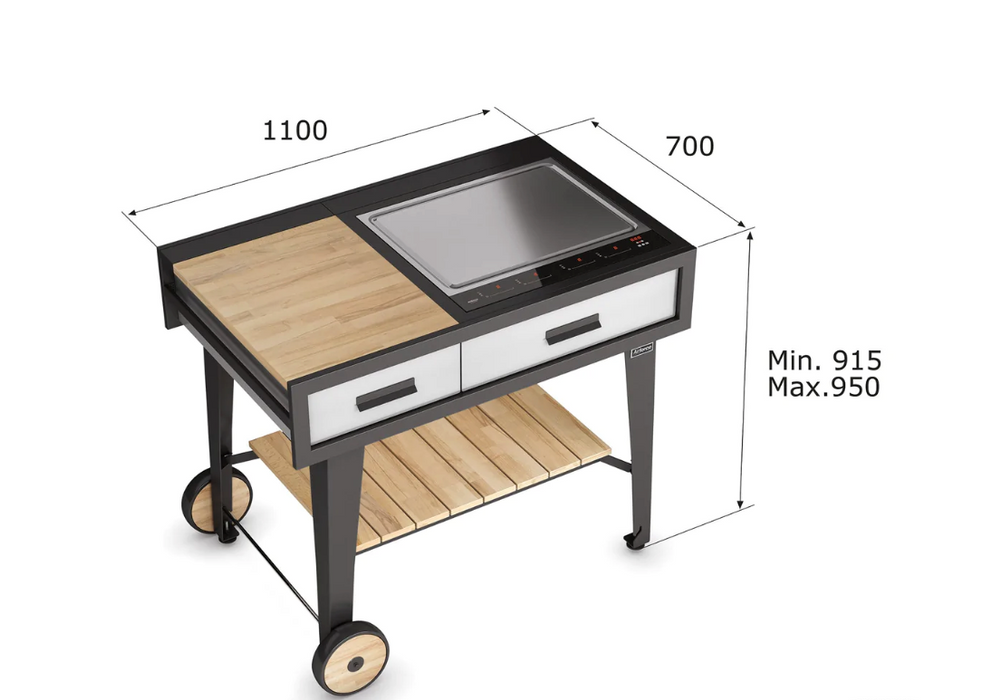 Airforce E-Cook 110cm BBQ Luxury Outdoor Cooking With a 58cm Teppanyaki Induction Hob