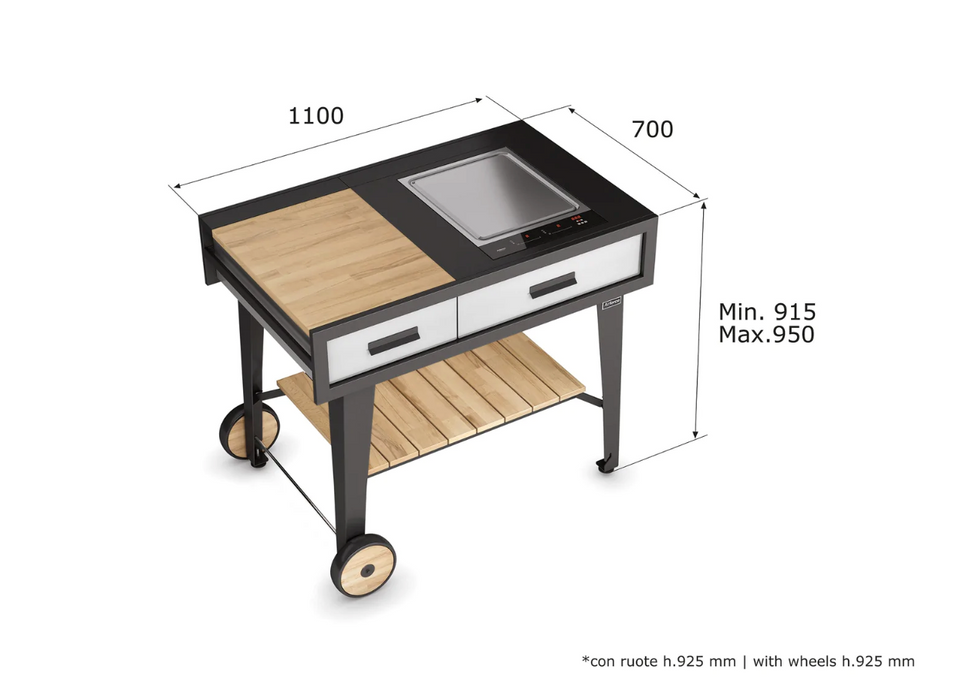 Airforce E-Cook 110cm BBQ Luxury Outdoor Cooking With a 38cm Teppanyaki Induction Hob