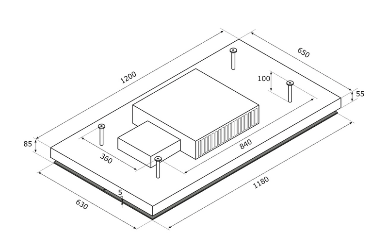 Airforce F139 F 120cm Ceiling Cooker Hood with Remote Control - Black glass