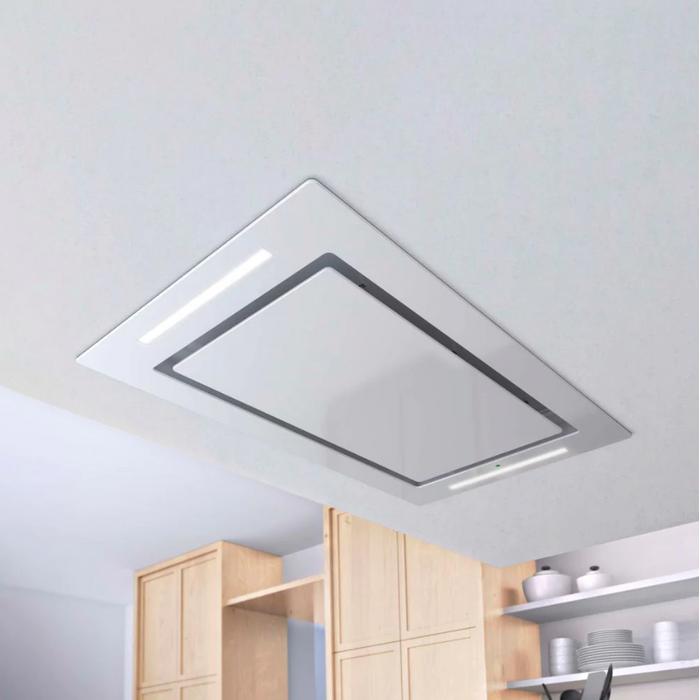 Airforce F171 FLAT 100cm Ceiling Cooker Hood with Remote Control - White Glass