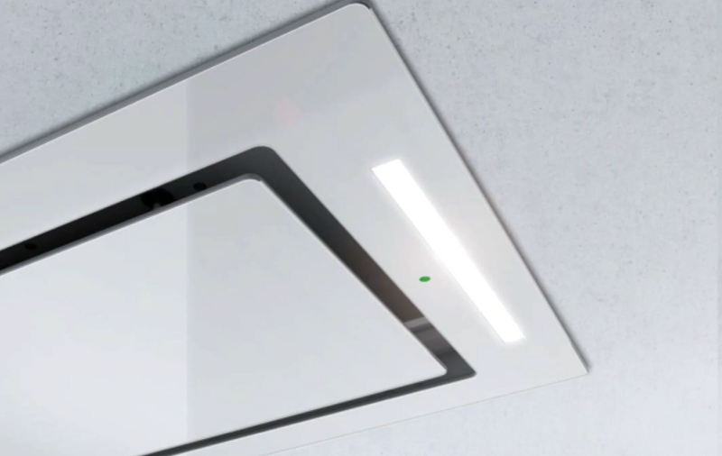 Airforce F171 FLAT 100cm Ceiling Cooker Hood with Remote Control - White Glass