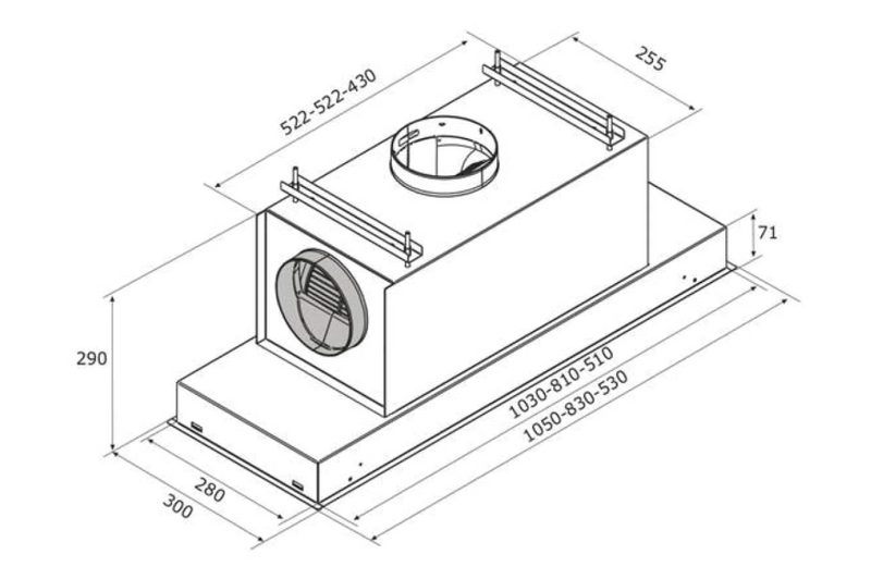 Airforce F96 TLC 83cm Built-In or Ceiling Cooker Hood Stainless Steel with Integra system