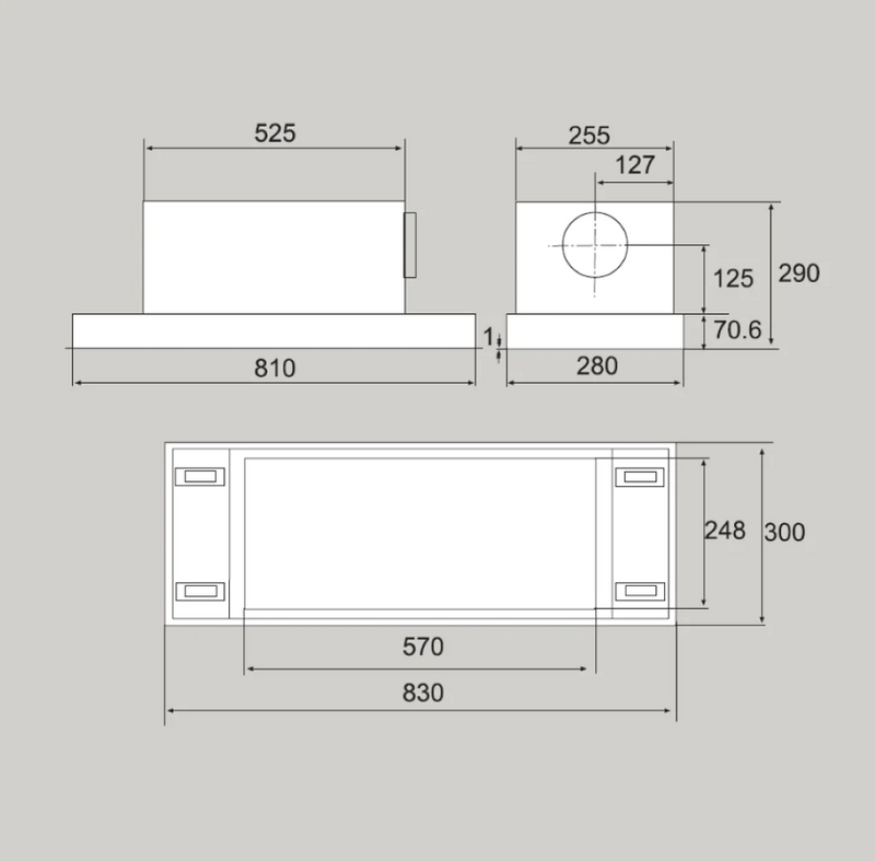 Airforce F96 TLC 83cm Ceiling Island Cooker Hood with Integra System - Stainless Steel