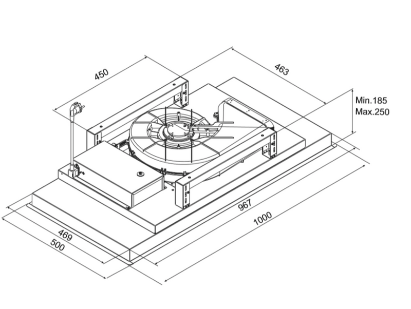 Airforce Sinergia 100cm Stainless Steel & Black Glass Ceiling Hood