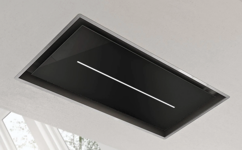 Airforce Sinergia 100cm Stainless Steel & Black Glass Ceiling Hood
