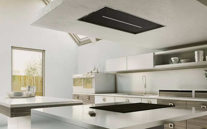Airforce Sinergia 100cm Stainless Steel & Black Glass Ceiling Hood