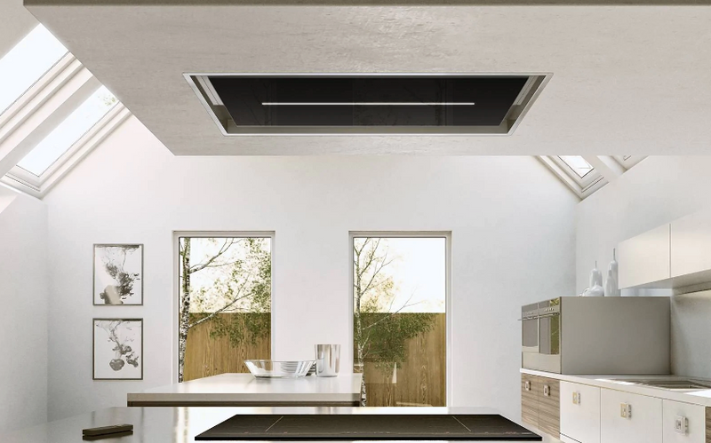 Airforce Sinergia 100cm Stainless Steel & Black Glass Ceiling Hood