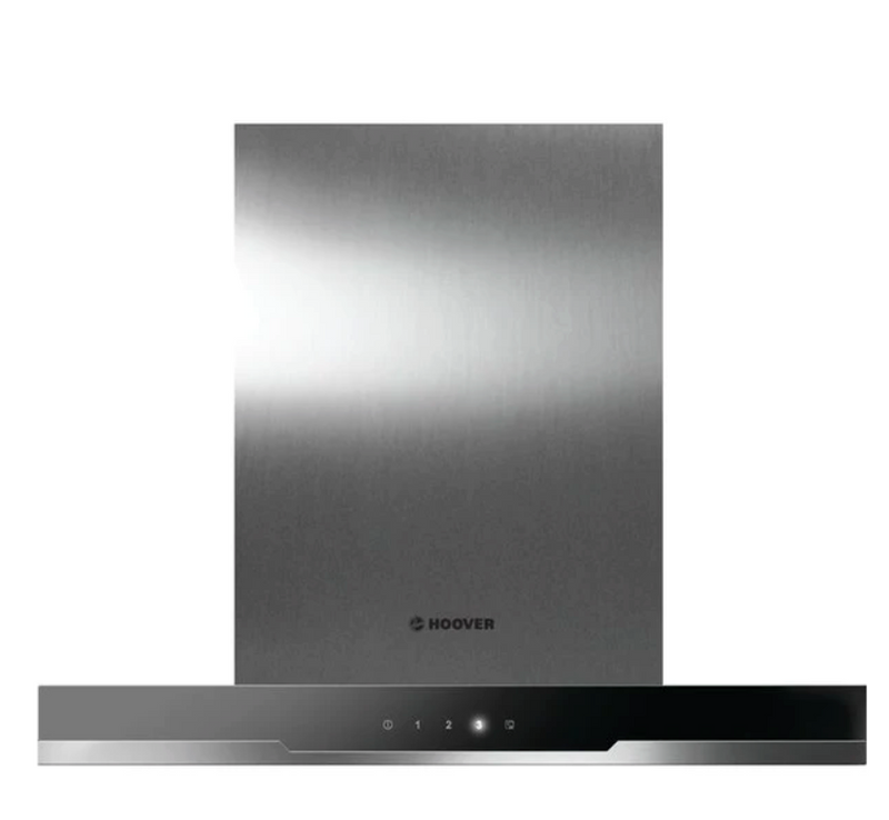 Hoover HDSV685B 60 cm Chimney Cooker Hood - Black Glass & Stainless Steel