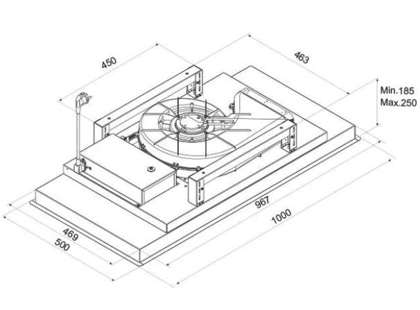 PAINT TO ORDER - Airforce Raffaello 100cm Ceiling Cooker Hood