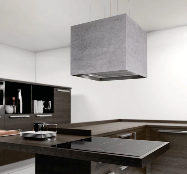 Airforce Concrete 40cm Island Lamp Cooker Hood with Integra System - Grey