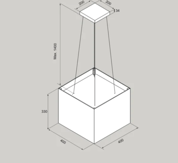 Airforce Concrete 40cm Island Lamp Cooker Hood with Integra System - Brown Oxide