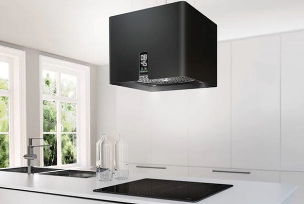 Airforce Square 45cm Remote Island Cooker Hood with Integra System - Black