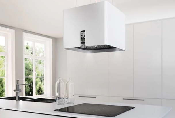 Airforce Square 45cm Remote Island Cooker Hood with Integra System - White