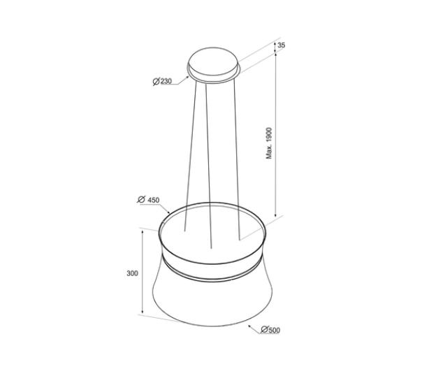 Sophie 50cm Island Lamp Cooker Hood with Integra System - White