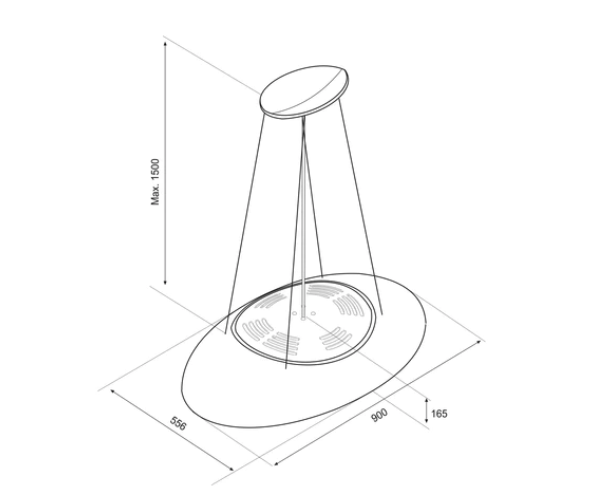 Airforce Eclipse 90cm Island Lamp Hood with Integra System - Black
