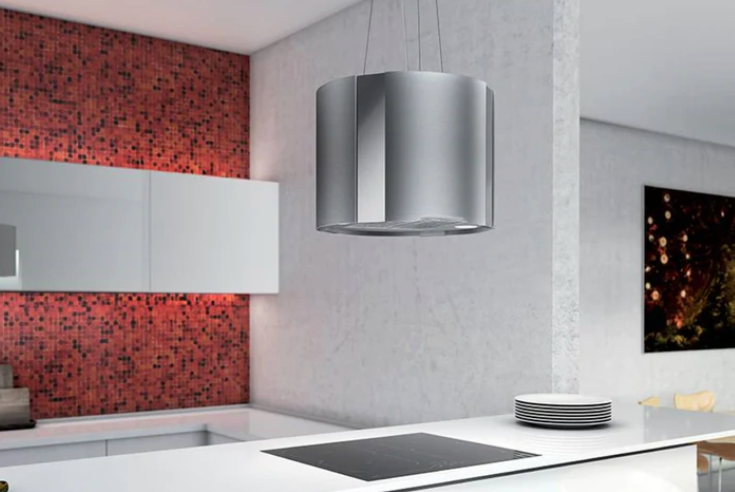 Airforce Round 50cm Island Lamp Cooker Hood - Stainless Steel