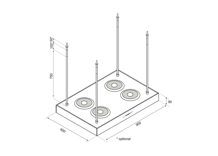 Airforce F161 4 x Axial Motor 90cm Premium Island Cooker Hood - White