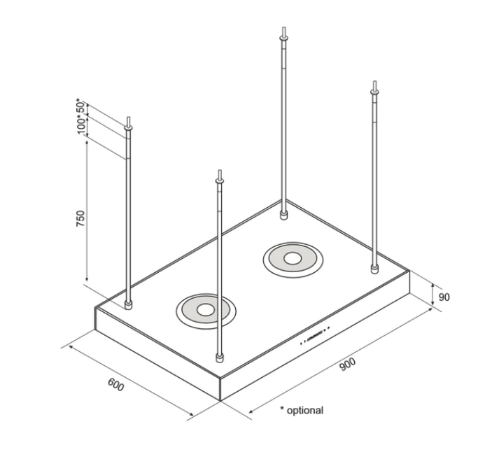 Airforce F161 2 x Axial Motor 90cm Premium Island Cooker Hood - Black