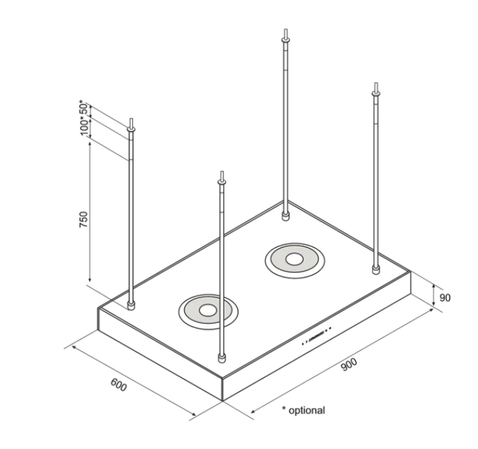 Airforce F161 2 x Axial Motor 90cm Premium Island Cooker Hood - White