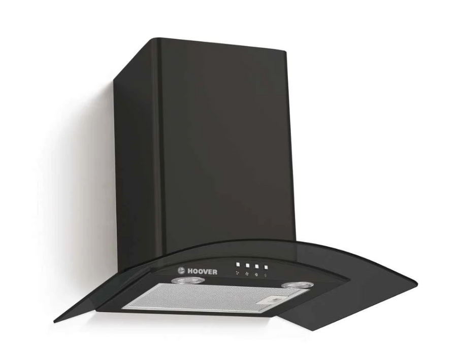 Hoover HGM610NN 60cm Wall Mounted Cooker Hood Black Steel & Tinted Glass