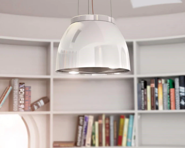 Airforce Luna Island Cooker Hood 45cm Pearl White & Integra Ready