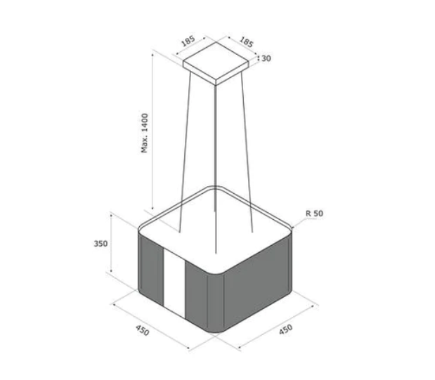 Airforce F181 45cm Integra Ready Island Cooker Hood Satin White Finish