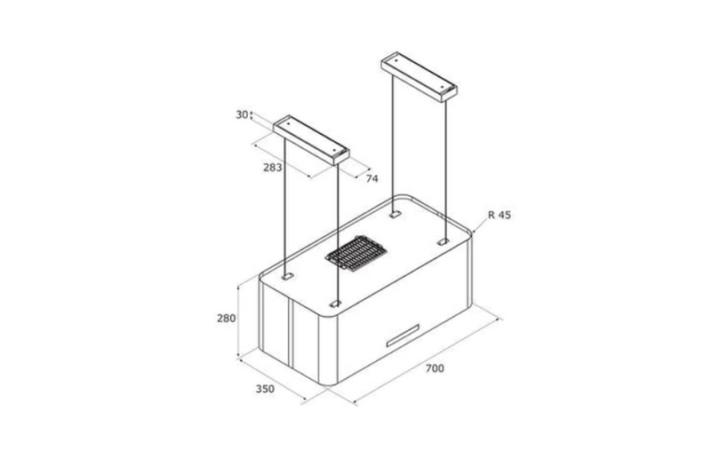 Airforce F181 70cm Integra Ready Island Cooker Hood Satin White Finish