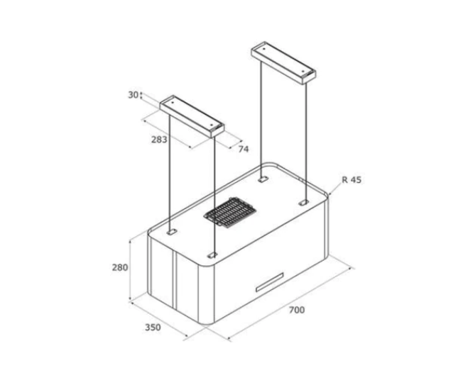 Airforce F181 XXL 100cm Integra Ready Island Cooker Hood- White Satin Finish