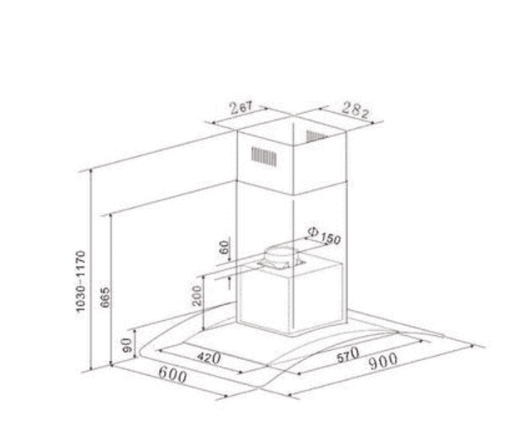 Candy CGI96NX 90cm DÃ©cor Stainless Steel With Glass Island Cooker Hood