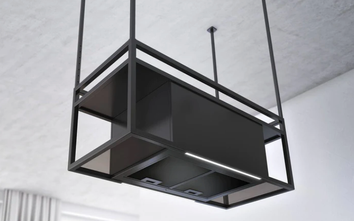 Airforce Q-BIC 90cm Island Cooker Hood Anthracite and Dark Glass-On Poles