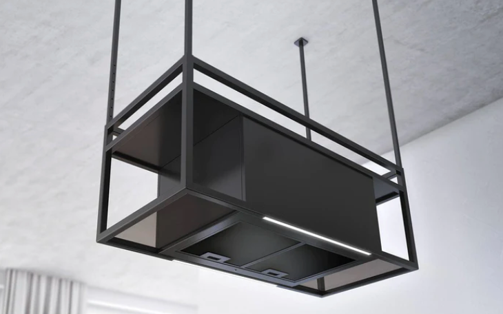 Airforce Q-BIC 90cm Island Cooker Hood Anthracite Painted Steel and Dark Glass