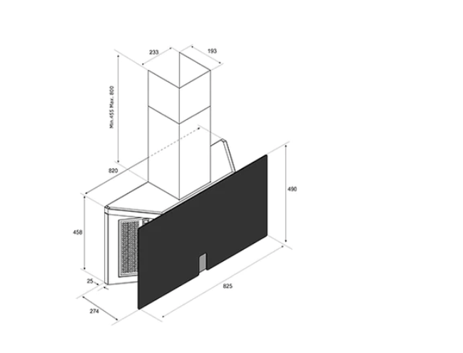 Airforce In Time Gres 83cm Flat Wall Mounted Cooker Hood - Ivory Stone