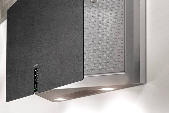 Airforce In Time Gres 83cm Flat Wall Mounted Cooker Hood - Black Lime Stone