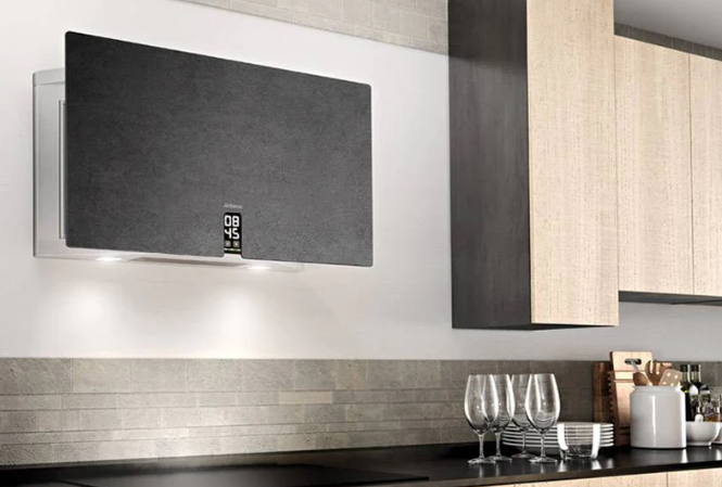 Airforce In Time Gres 83cm Flat Wall Mounted Cooker Hood - Black Lime Stone