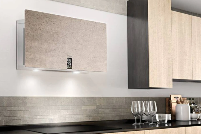 Airforce In Time Gres 83cm Flat Wall Mounted Cooker Hood - Ivory Stone