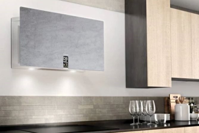 Airforce In Time Gres 83cm Flat Wall Mounted Cooker Hood - Grey Stone