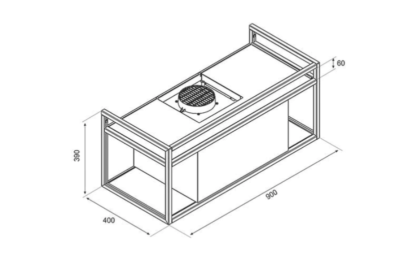 Airforce Q-Bic 120cm Wall Mounted Cooked Hood Anthracite Painted Steel and Glass