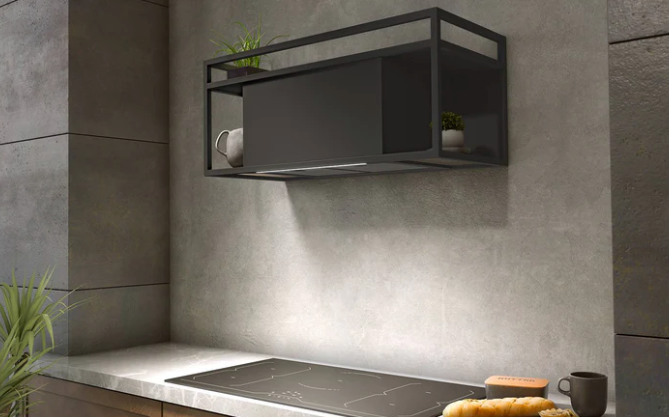 Airforce Q-Bic 120cm Wall Mounted Cooked Hood Anthracite Painted Steel and Glass