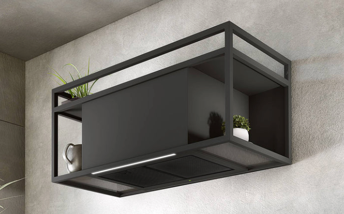 Airforce Q-Bic 120cm Wall Mounted Cooked Hood Anthracite Painted Steel and Glass