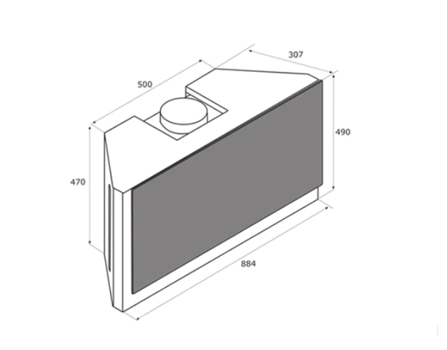 Airforce Vertical Theorem 89cm Wall Mounted Cooker Hood-Black glass