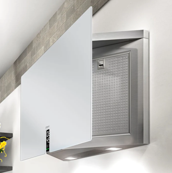 Airforce Vertical In Time 83cm Wall Mounted Cooker Hood-Satin White Glass