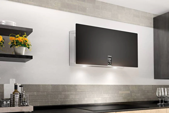 Airforce Vertical In Time 83cm Wall Mounted Cooker Hood - Satin Black Glass
