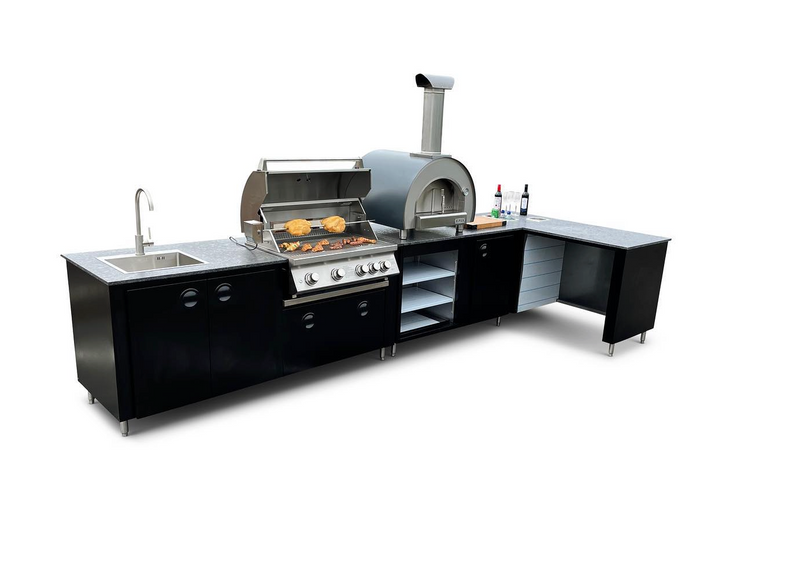 Outdoor kitchen L Shape BBQ & Pizza oven