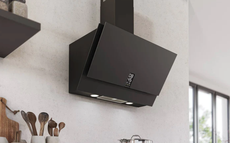 Airforce F204 Clock 80cm Satin Black Glass Finish Wall Mounted Hood