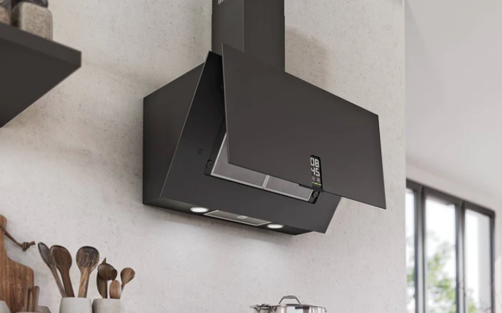 Airforce F204 Clock 80cm Satin Black Glass Finish Wall Mounted Hood