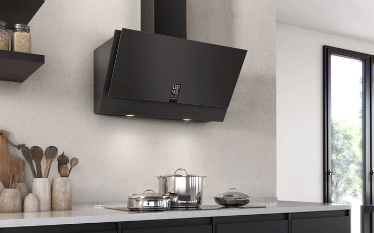 Airforce F204 Clock 80cm Satin Black Glass Finish Wall Mounted Hood