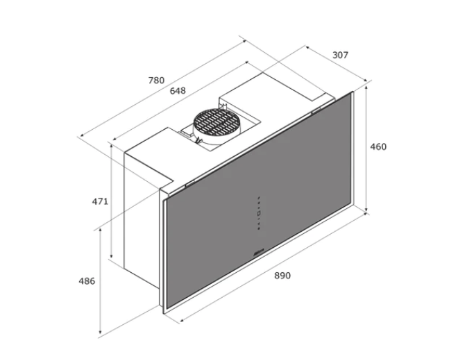 Airforce Vertical Graphite 90cm Wall Mounted Cooker Hood-Black glass