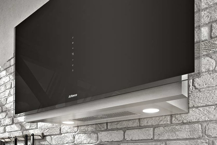 Airforce Vertical Graphite 90cm Wall Mounted Cooker Hood-Black glass